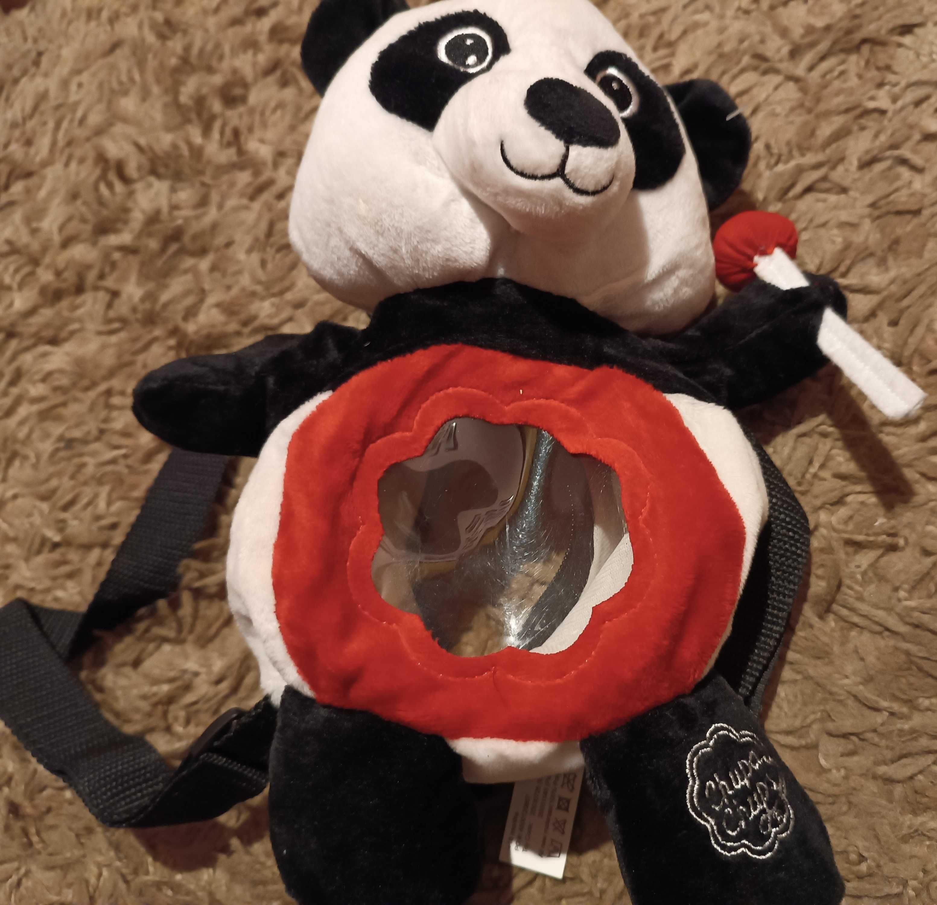 Uroczy plecak plecaczek - maskotka  PANDA z szybką i lizakiem