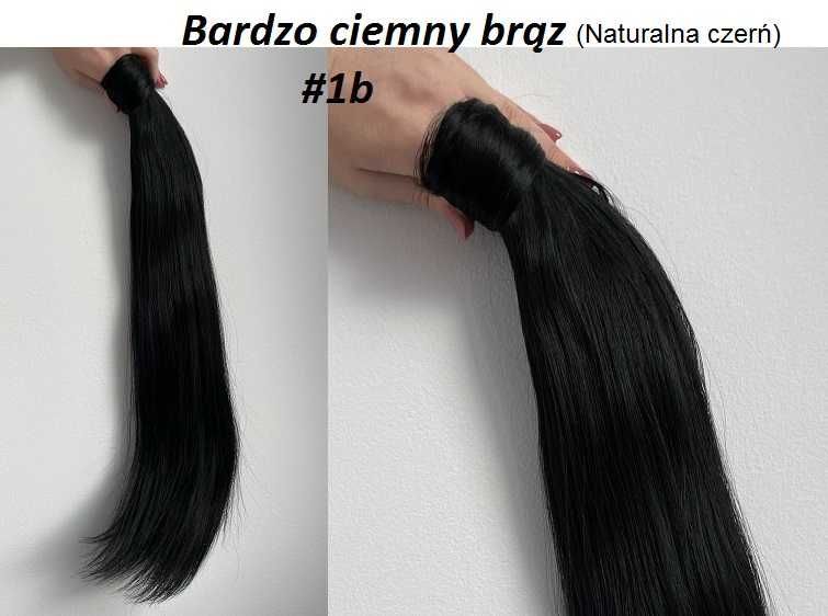 Doczepiany KUCYK kitka 60cm jak Naturalne ciemny lub czerń czarny