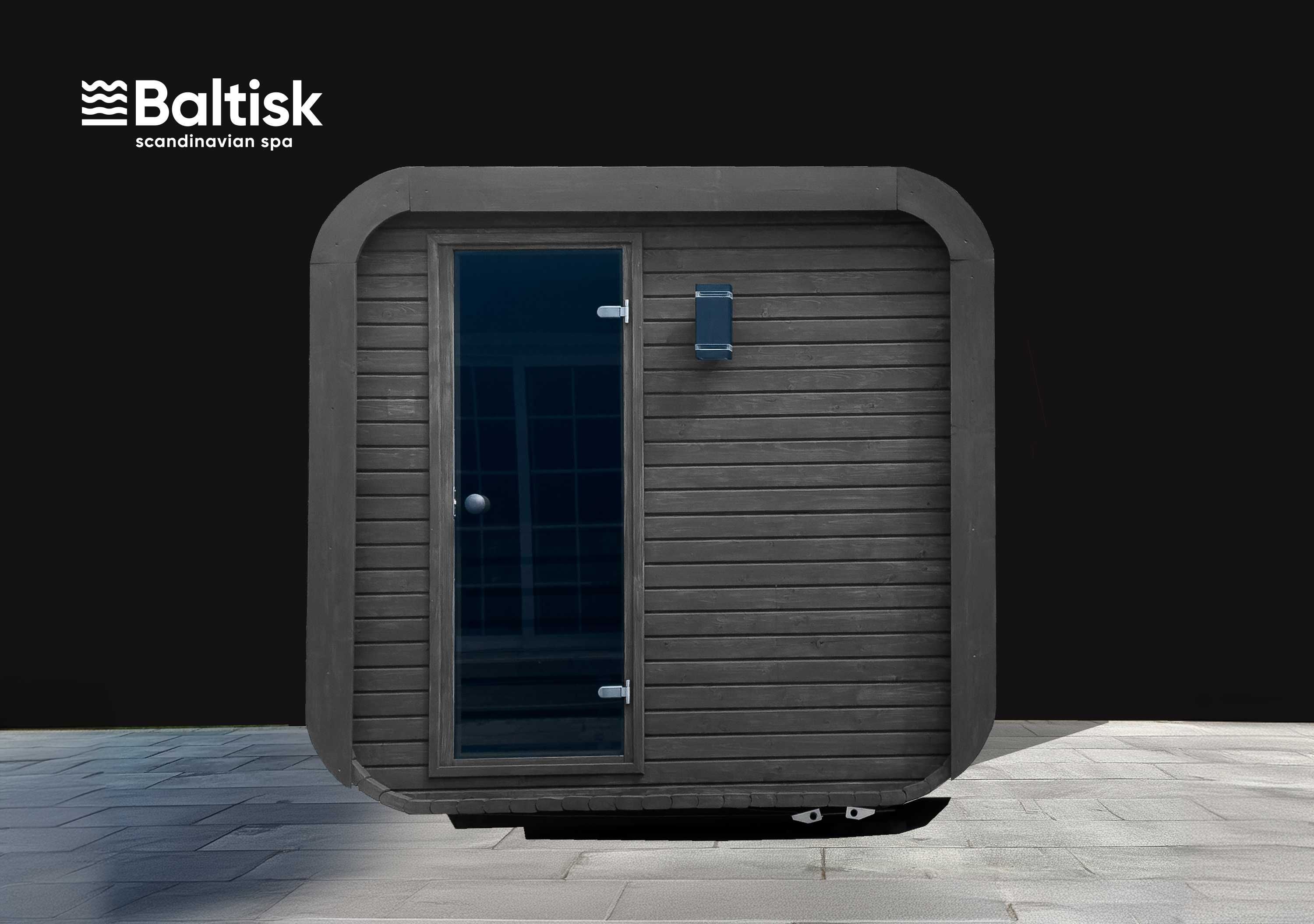 Kwadratowa sauna ogrodowa, 200cm Quadro PREMIUM dobierz piec i dodatki