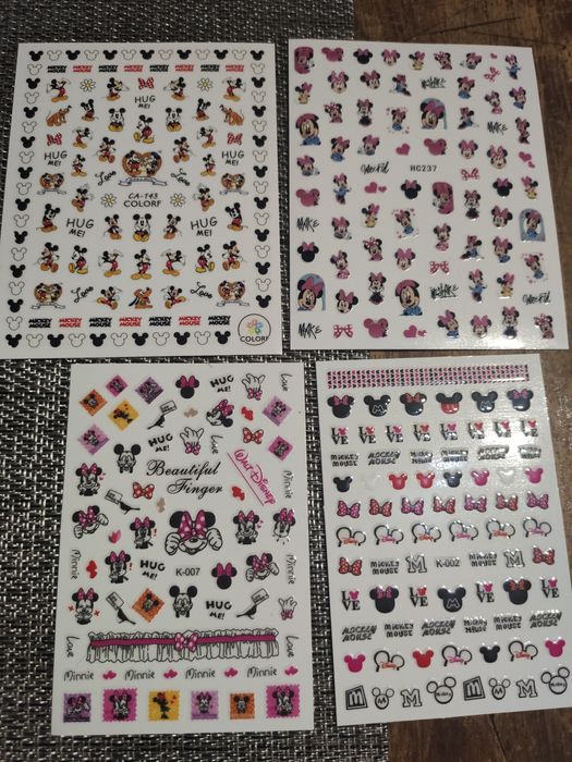 Naklejki na paznokcie Disney myszka Mickey Miki Minnie ozdoby zestaw