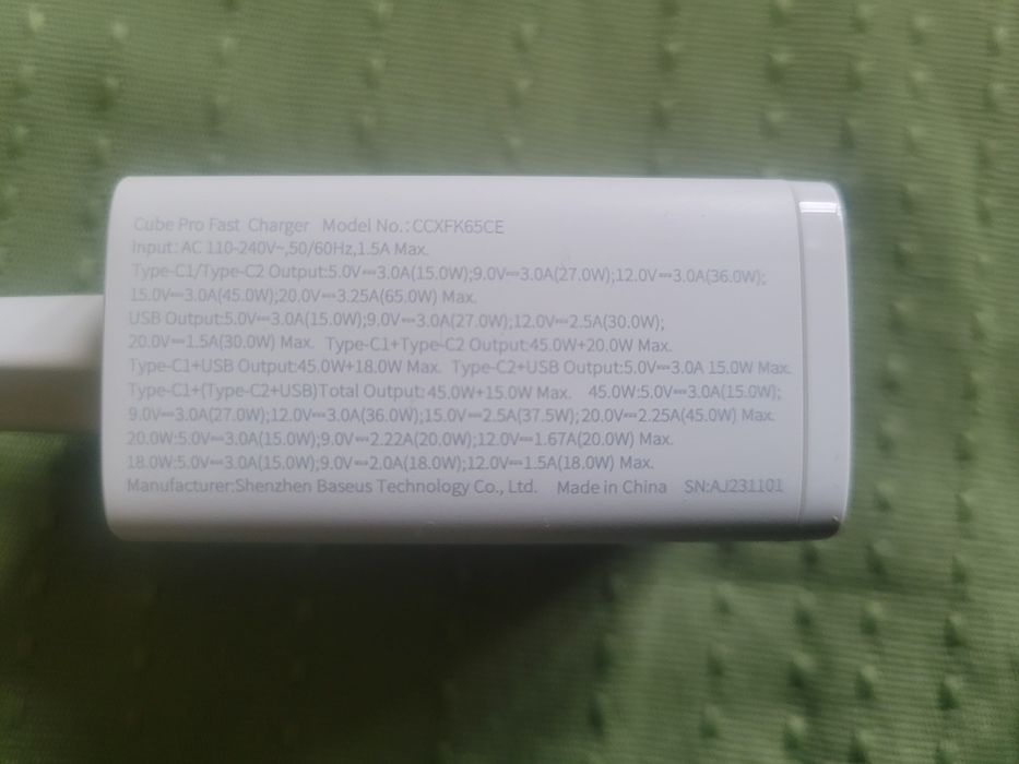 Ładowarka Baseus GaN 65W USB X3, USB-C