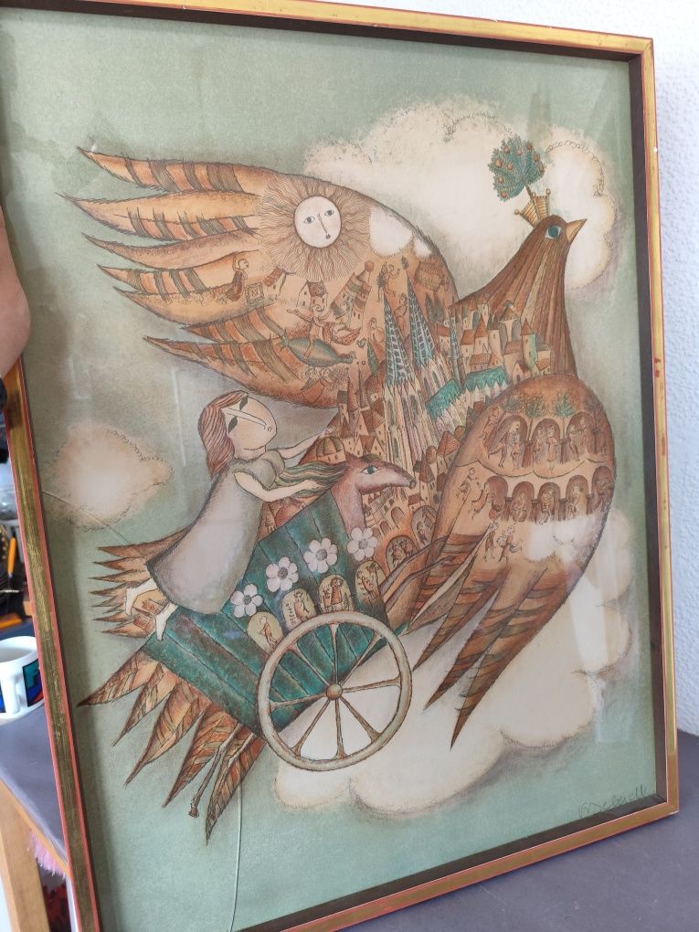 Litografa Francoise Deberdt vintage retro prl