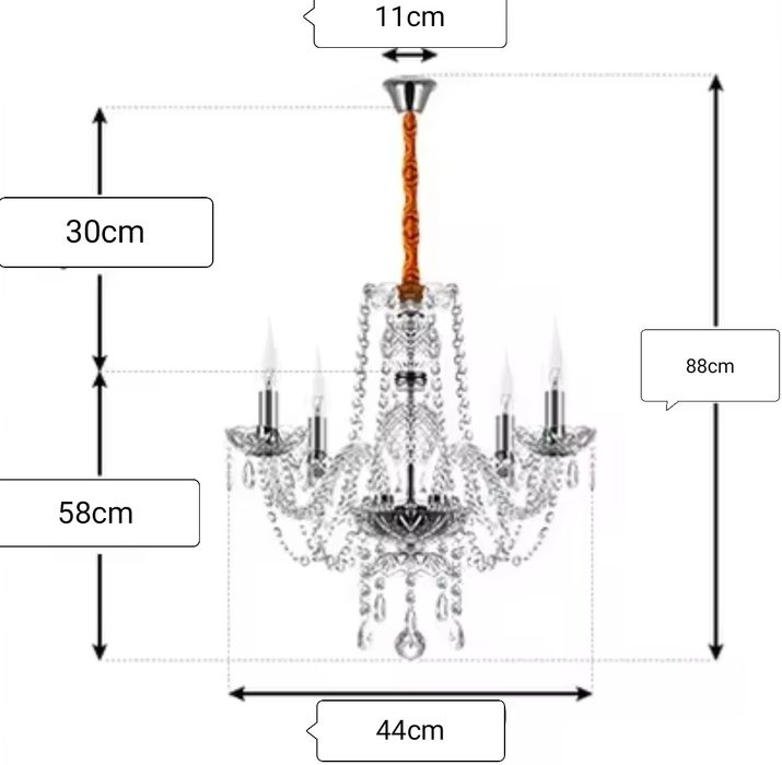 Ekskluzywny żyrandol kryształowy 4-ramienny - lampa sufitowa 44x90cm
