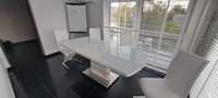 Stół 140/200x85 biały lakier szkło + 4szt. krzesła białe - idealne.