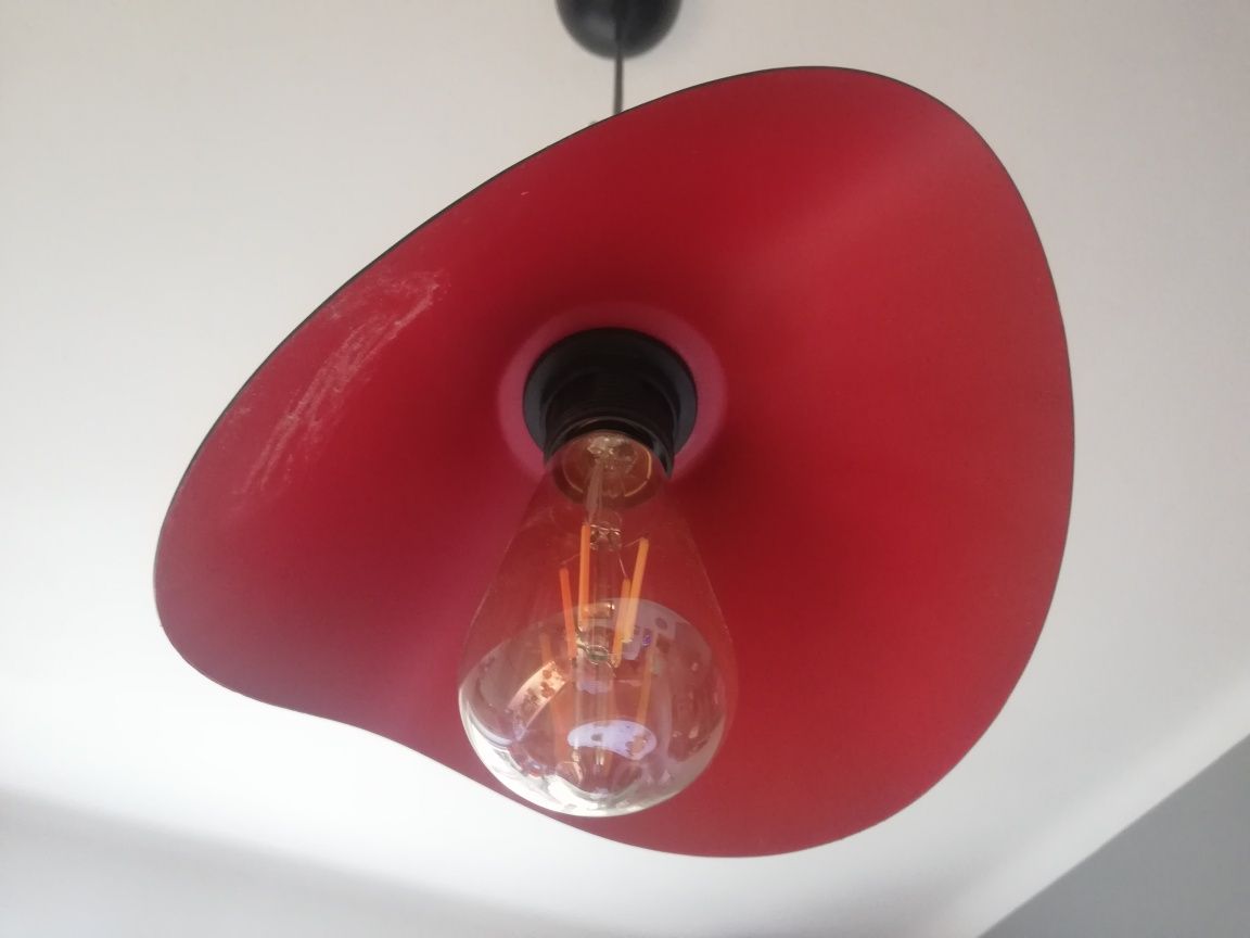 Lampa wisząca metalowa czarno - czerwona + GRATIS żarówka Edison