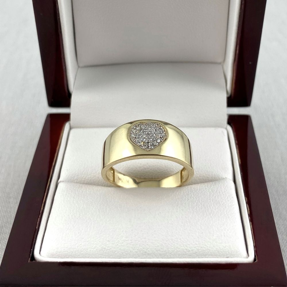 ZŁOTY pierścionek serduszko z cyrkonii PR. 585 (14K) rozmiar 21