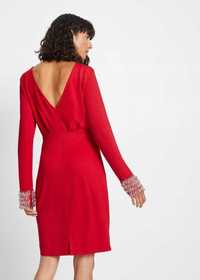 Sukienka czerwona na długi rękaw xs