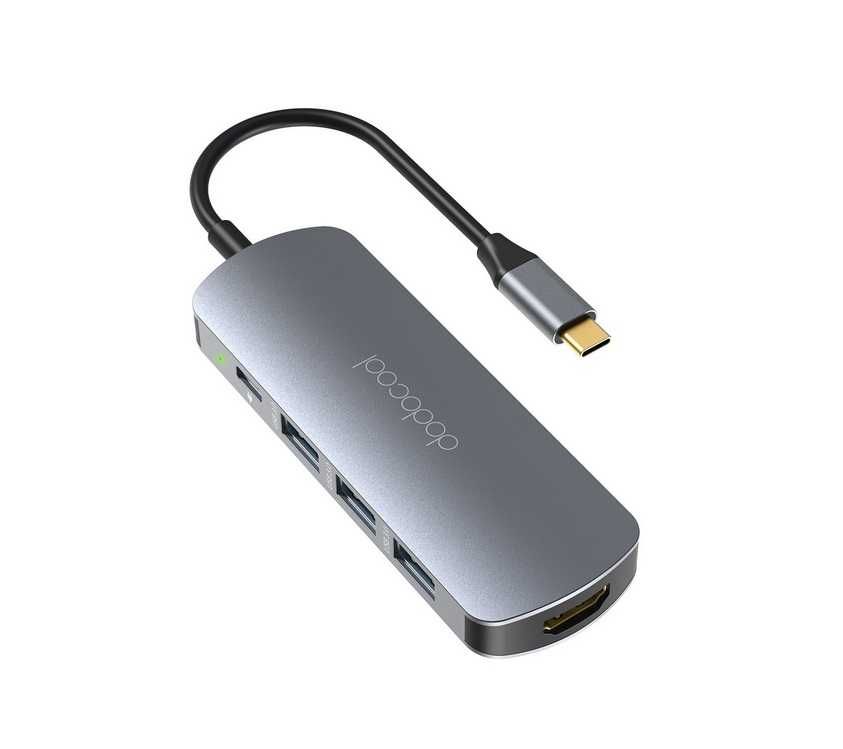 Dodocool DC76GY Hub 3x USB USB-C HDMI 4K SD 100W Macbook Dell PC 7w1