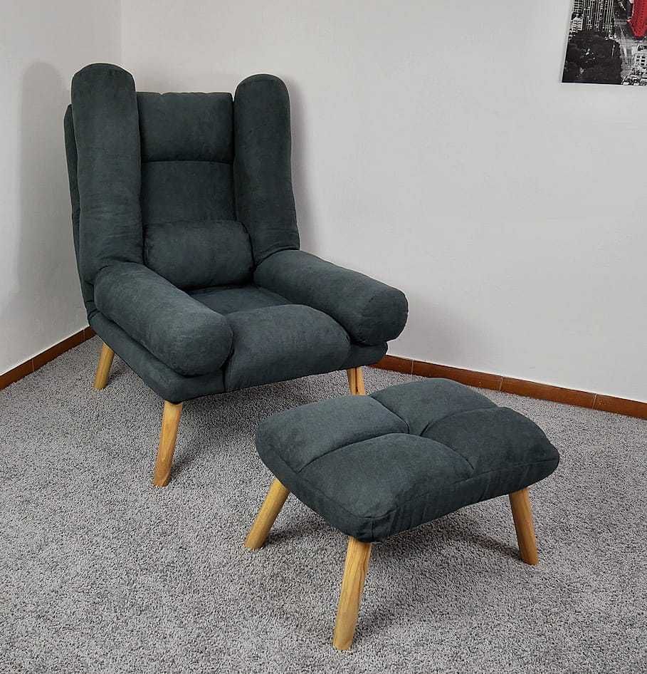 Nowoczesny fotel do salonu w stylu skandynawskim Uszak Ciemno Szary