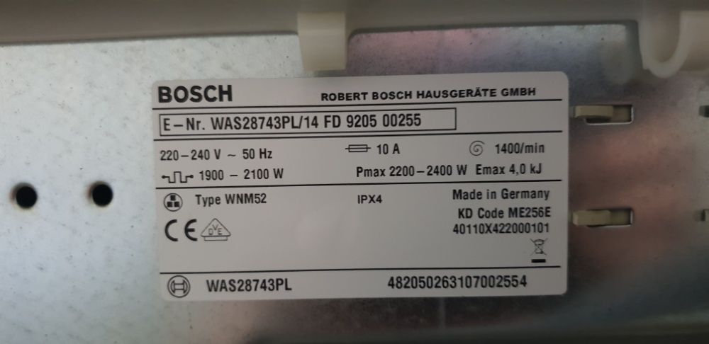 na części pralka Bosch WAS28743PL/14 FD 9205 Logixx 8 VarioPerfect