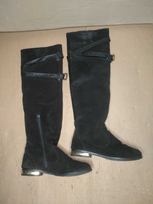 Ботфорты замшевые на низком ходу р.37