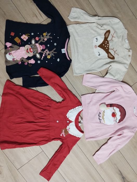 Nowy zestaw świąteczny sweterki sukienka bluzka h&m Mikołaj święta 98