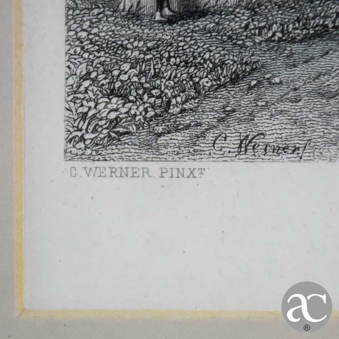 Gravura “The Holstein Gate, Lubeck.”, emoldurada