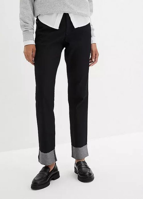 B.P.C jeansy granatowe ze stretchem wywinięte nogawki ^40