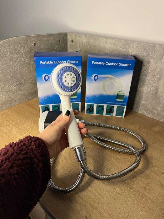 Похідний ДУШ на акумуляторі! Туристичний + помпа + зарядка ЮСБ. Душ.