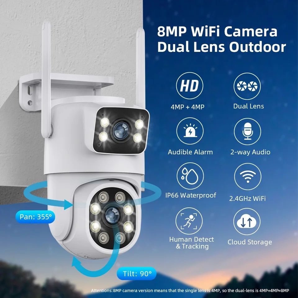 Camera wifi lente dupla 4K