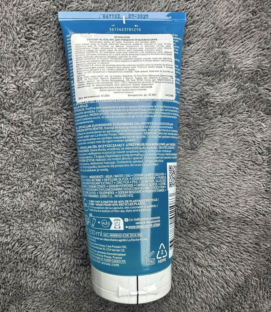 Гель-мус для очищення проблемної шкіри La Roche-Posay Effaclar +М