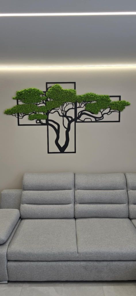 Drzewko bonsai Tryptyk. Mech Chrobotek. Dekorację wnętrz. Prezent.