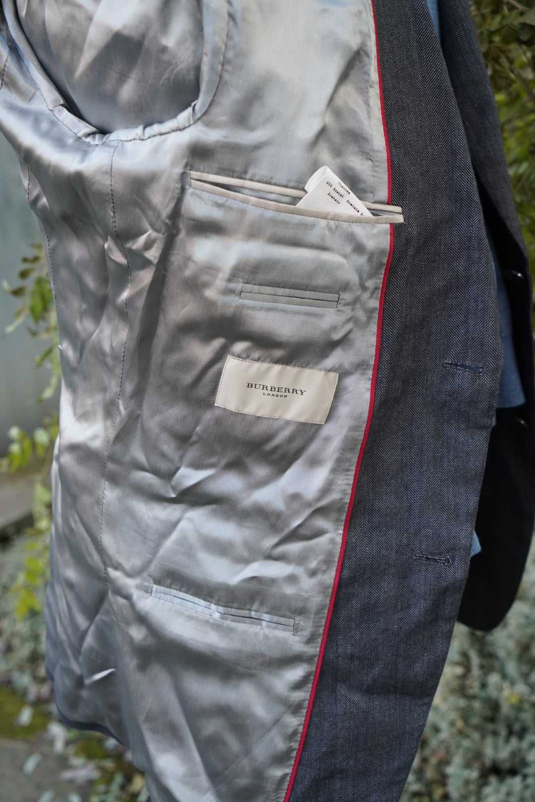 Burberry bawełniana lniana marynarka szara 50 L