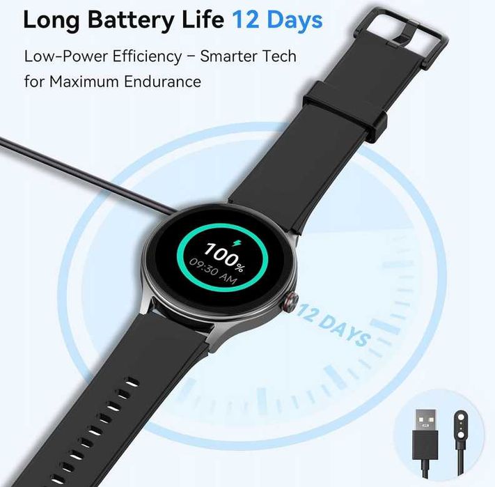 Fitpolo dla mężczyzn/kobiet (2 paski), okrągły smartwatch Bluetooth