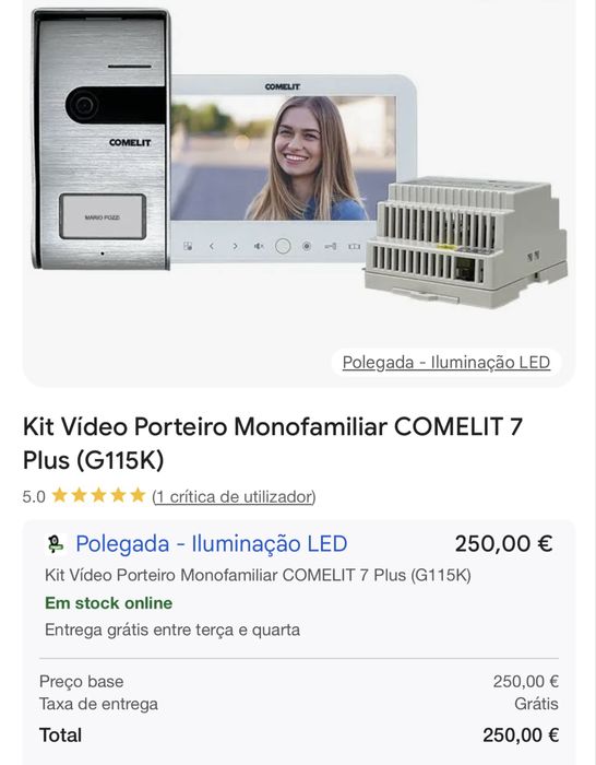 Kit Vídeo Porteiro Monofamiliar COMELIT 7