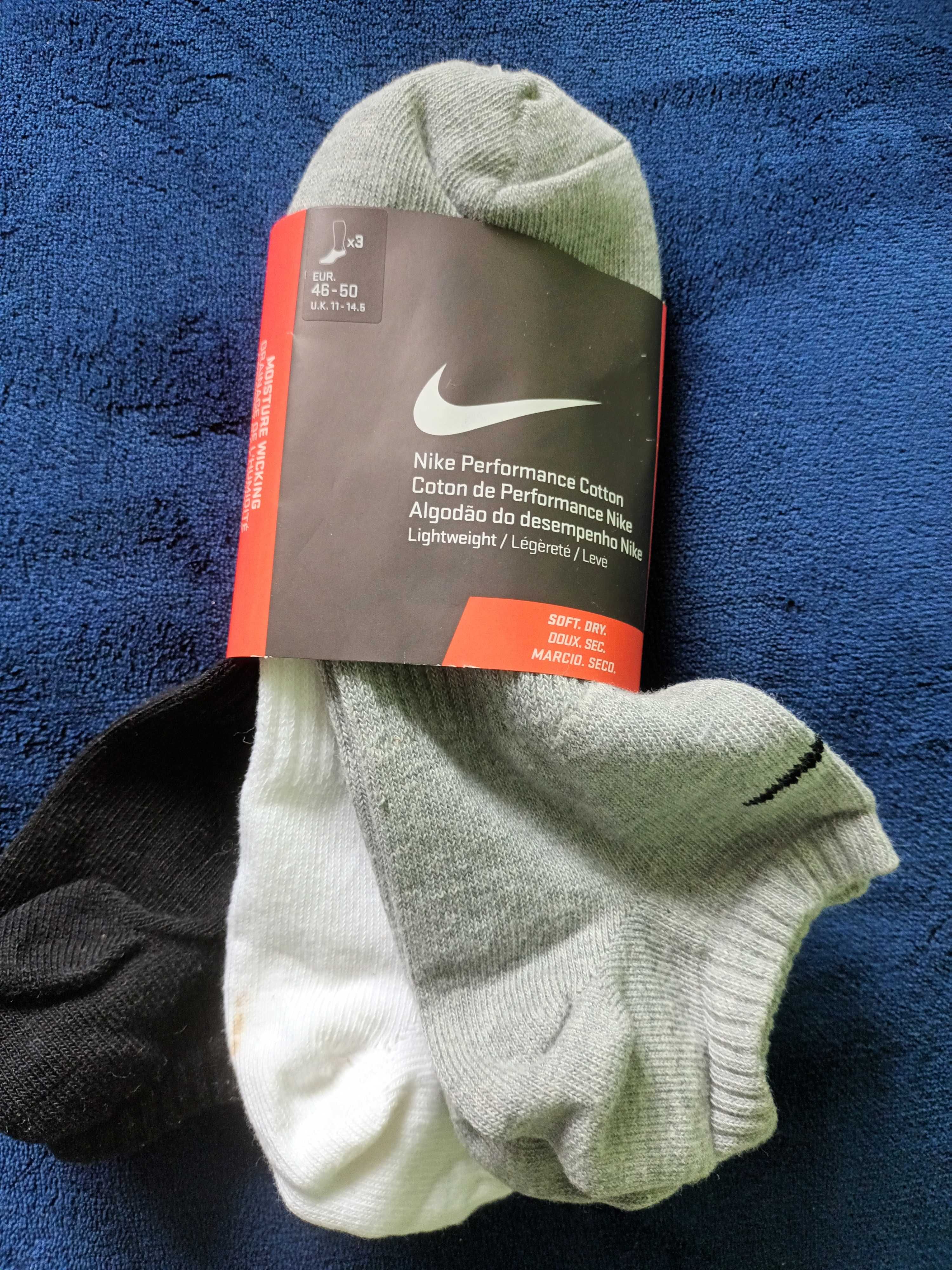Skarpety Nike  oryginalne 46-50, 3 pak i 3 kolory- promocja
