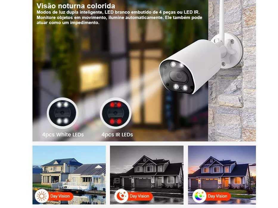 Câmara Vídeo Vigilância Exterior CCTV Sem Fios WiFI Visão Noturna NOVO