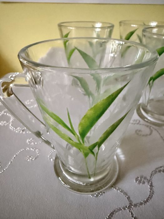 Szklanki Tetley Quality Tea 200 ml Oryginalne 6szt z zielonym motywem