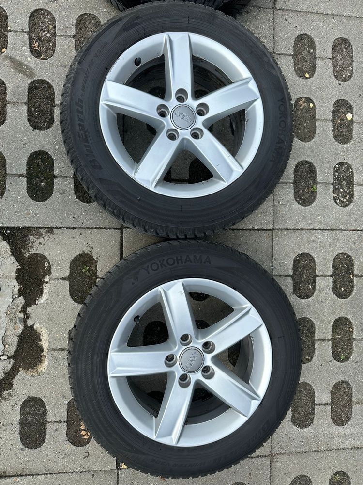 Felgi Audi 16’ 5x112 + opony zimowe Yokohama z 2022r. 7 mm bierznika