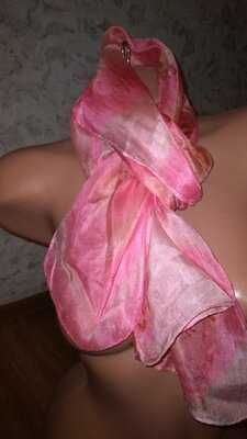 Платок шарф шелковый натуральный silk розовый