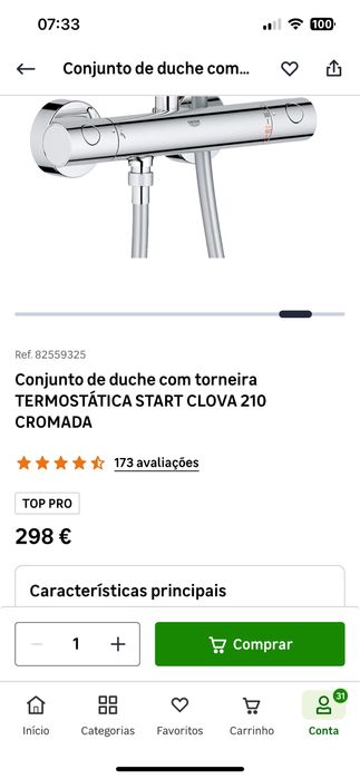 Chuveiro Novo Marca Grohe Termoestatico