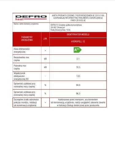 DEFRO HydroPell 12 kW termokominek 5klasa na pellet od ręki !