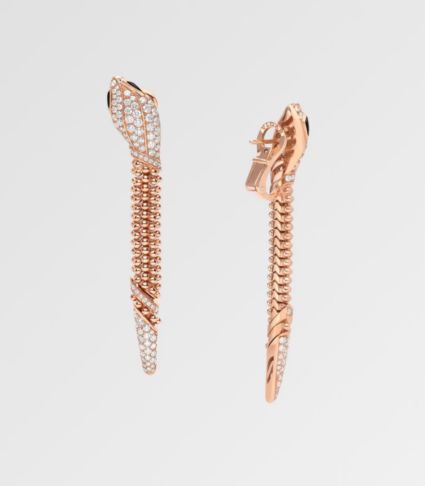Золотые Серьги в стиле Serpenti с бриллиантами 1.74ct