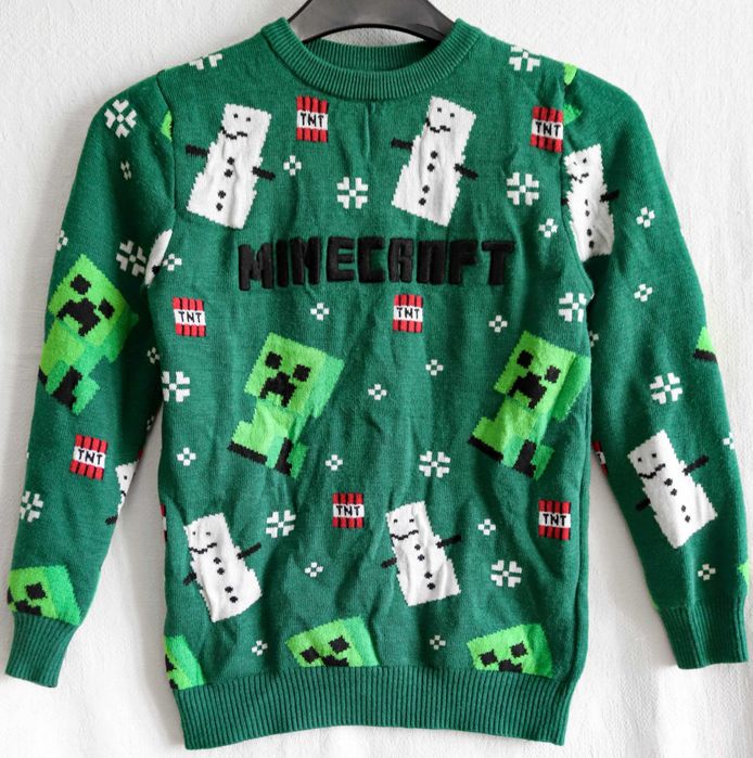 Светр на хлопчика Майнкрафт Minecraft дитячий світер зелений 134-140