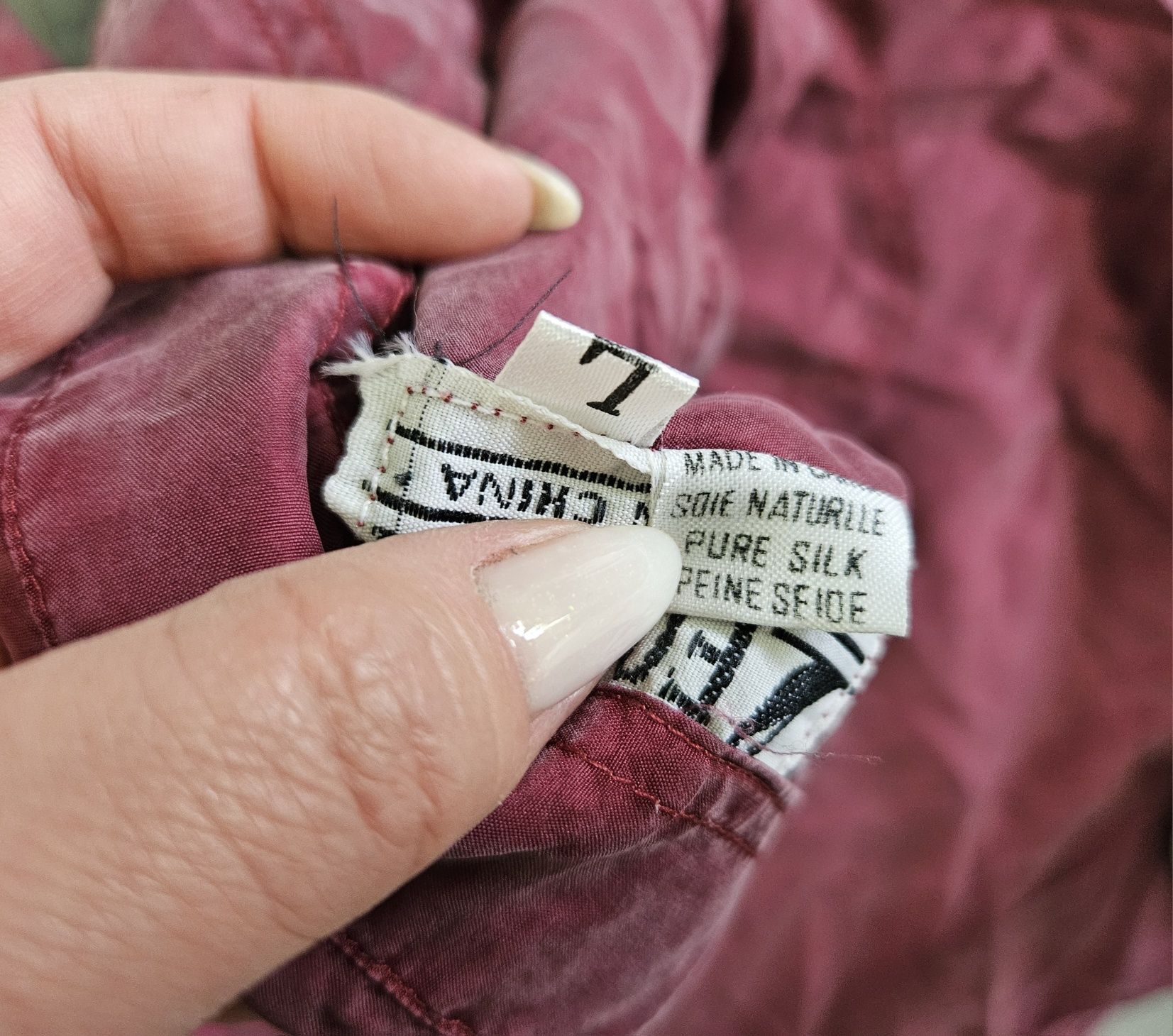 Koszula jedwabna L-XXL jedwab zgaszony  bordowy fortel męska