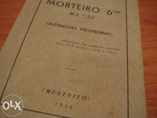 livro 1956 minist. exercito- instruçoes manuseio morteiro c/estampas