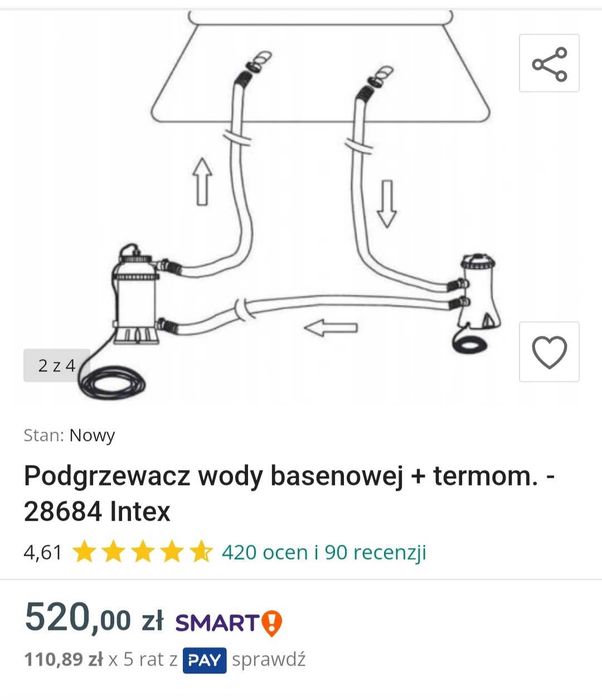 Podgrzewacz wody basenowej 28684 Intex