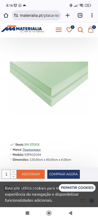 Placas de isolamento térmico e acústico NOVAS