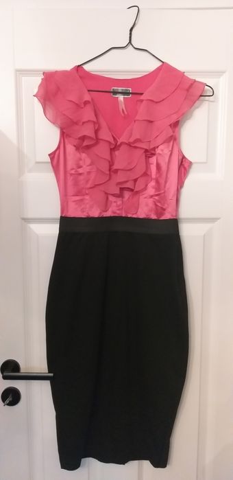 Sukienka czarna różowa LIPSY 38 M 36 S