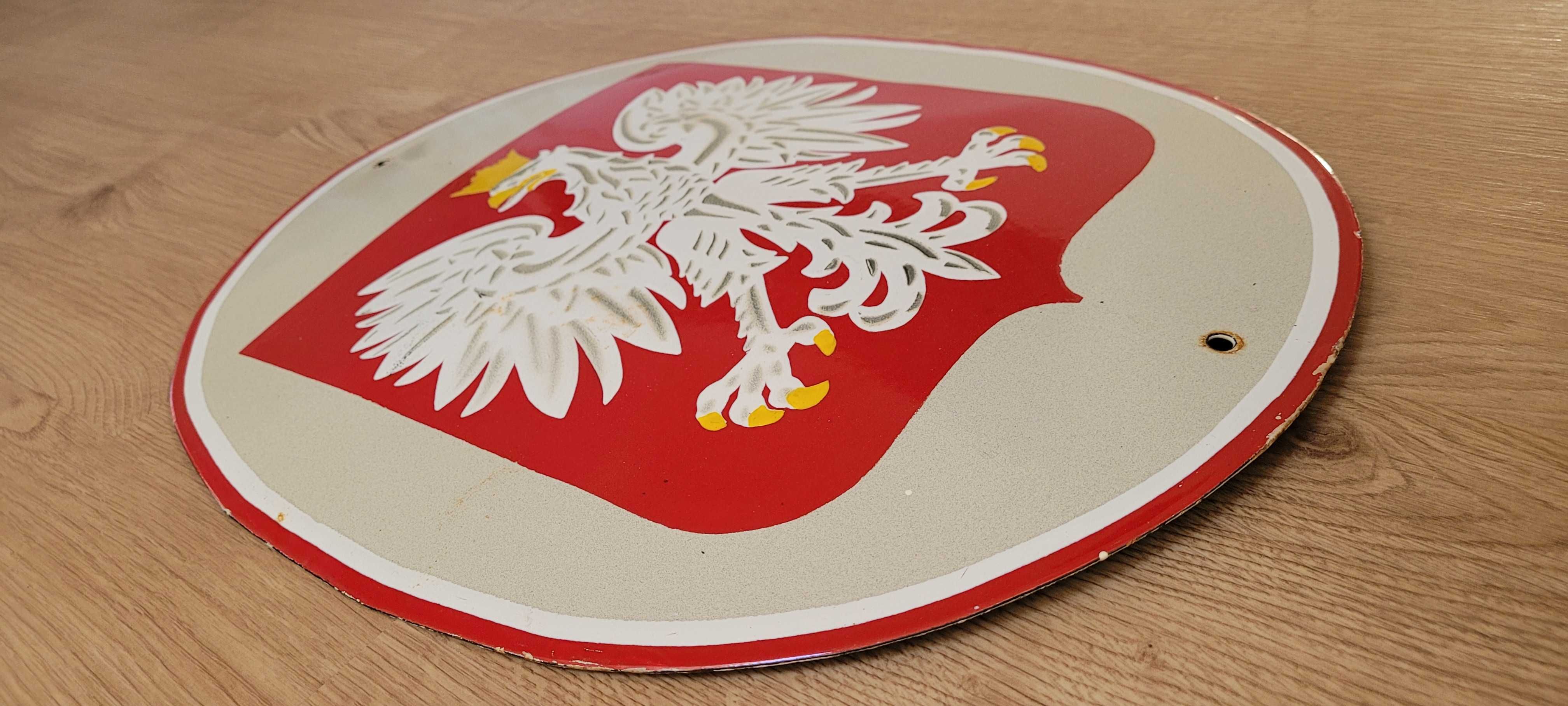 godło Polski emaliowane na stalowej wypukłej blasze