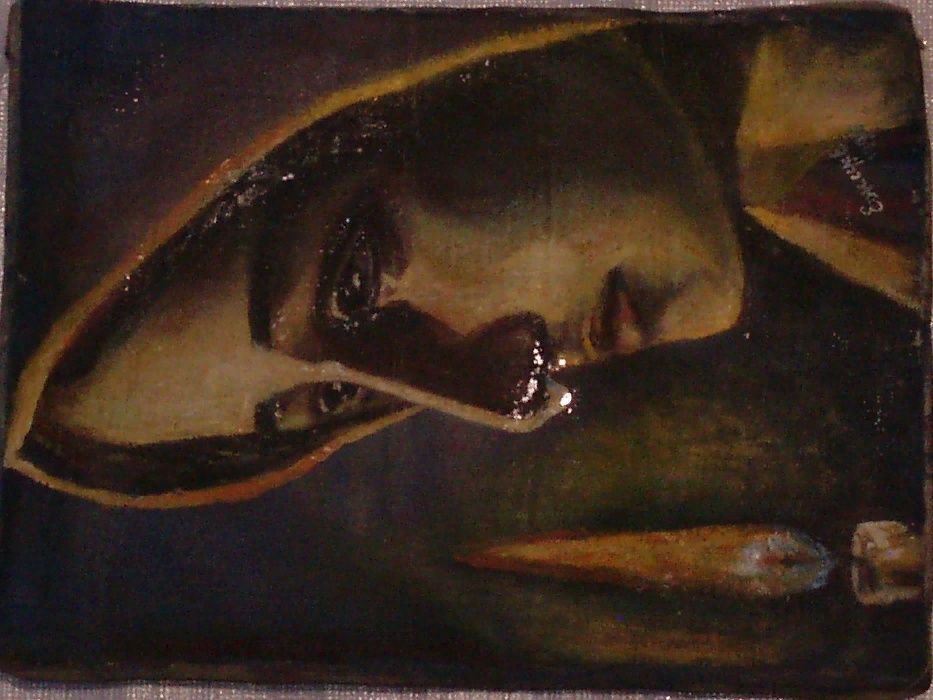 картина Плачущая Святая (на плотном холсте 90е)
