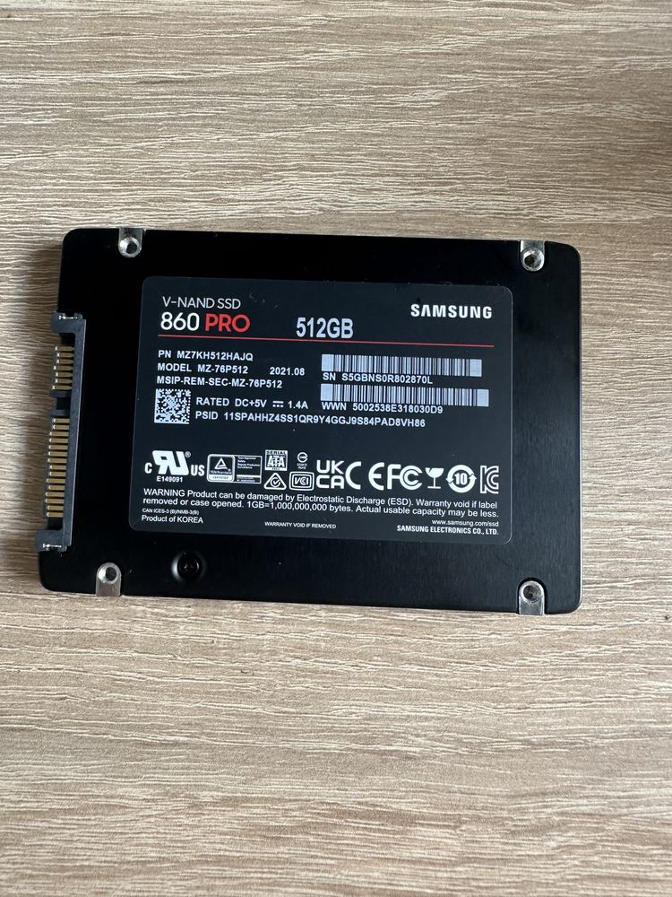 samsung 860 pro 512 gb SSD 93% стан