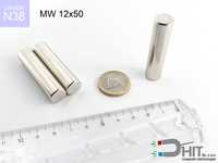 MW 12x50 [N38]  mocny neodymowy magnes walcowy udźwig