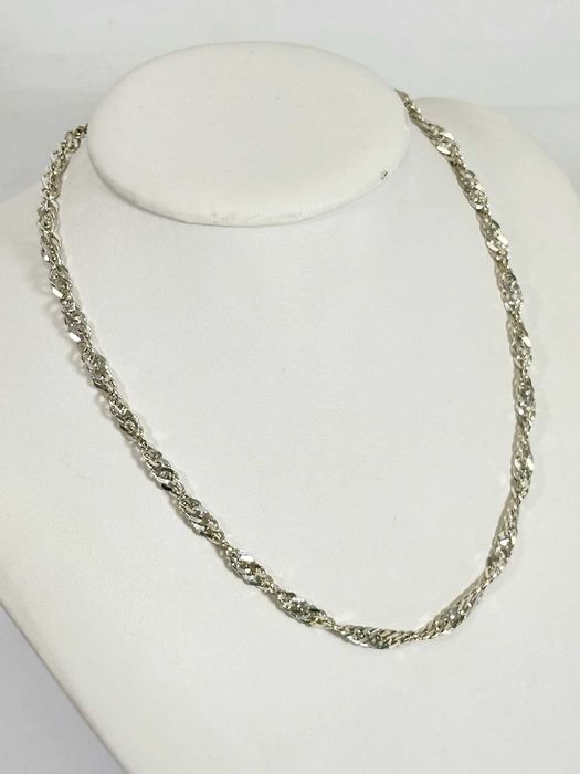 SC015 elegancki męski łańcuszek ze srebra próby 925 o splocie singapur