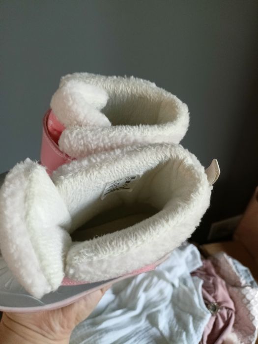 Buty, śniegowce biało różowe, rozmiar 27