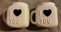 Kubek ceramiczny z sercem i napisem I LOVE  x2