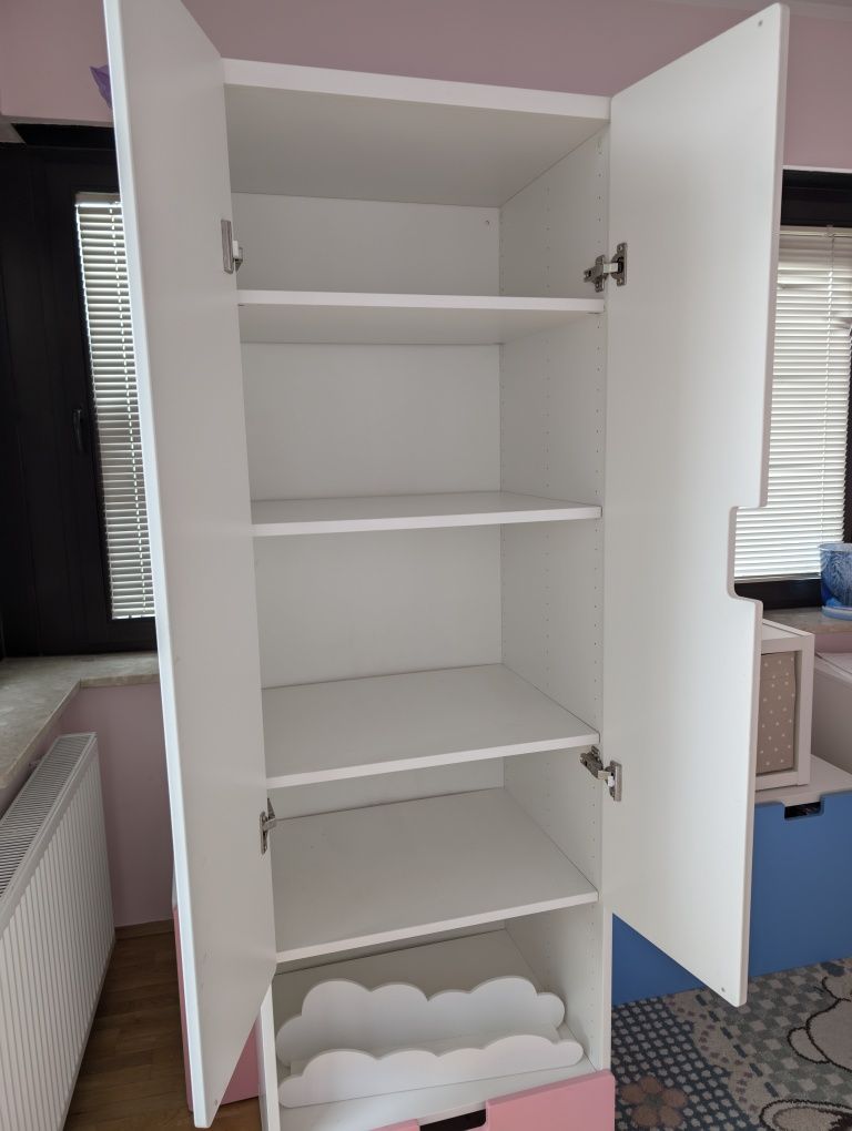 6 elementów Zestaw mebli szafy, regały, skrzynie stuva ikea różowy