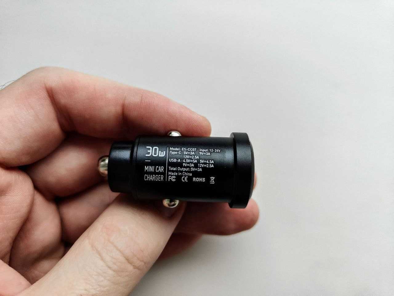Быстрая авто зарядка из Металла Essager 30W 5A USB PD iPhone зарядное