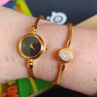 Nowy zegarek złoty bransoletka czarna tarcza minimalistyczny