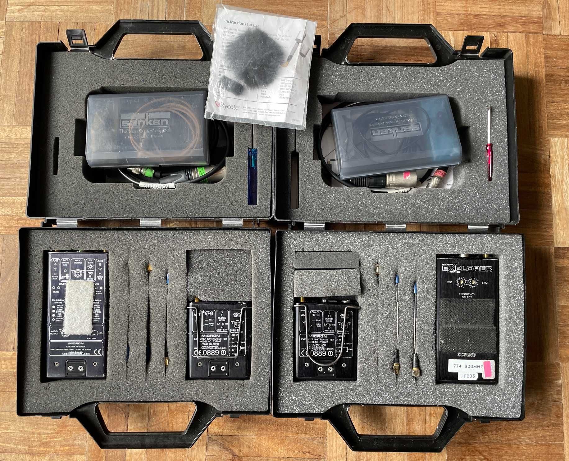 2 conjuntos “wireless diversity” (ver nota) micros e baterias